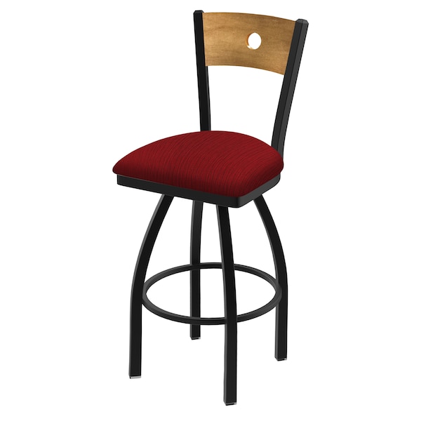 25" Swivel Counter Stool, Black Wrinkle, Med Back, Graph Ruby Seat
